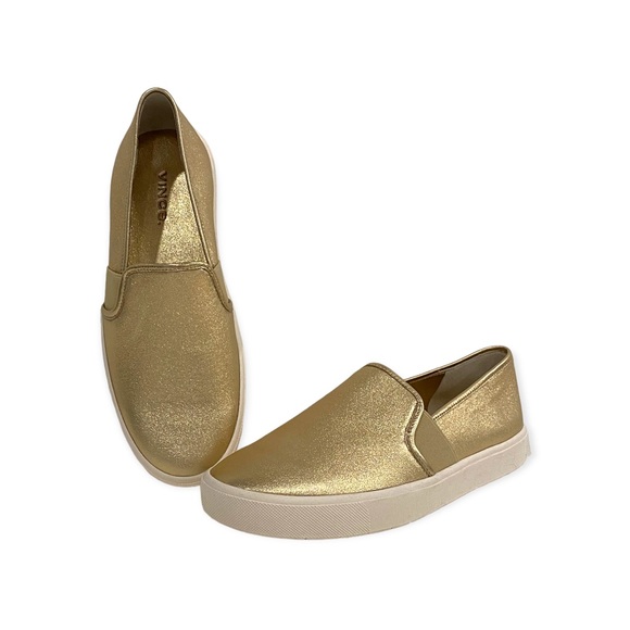 VINCE "Blair" Gold Leather Slip On Sneakers, Size 6 - Picture 6 of 6